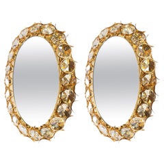 1980 Pair of backlit "jewel" mirrors Italian