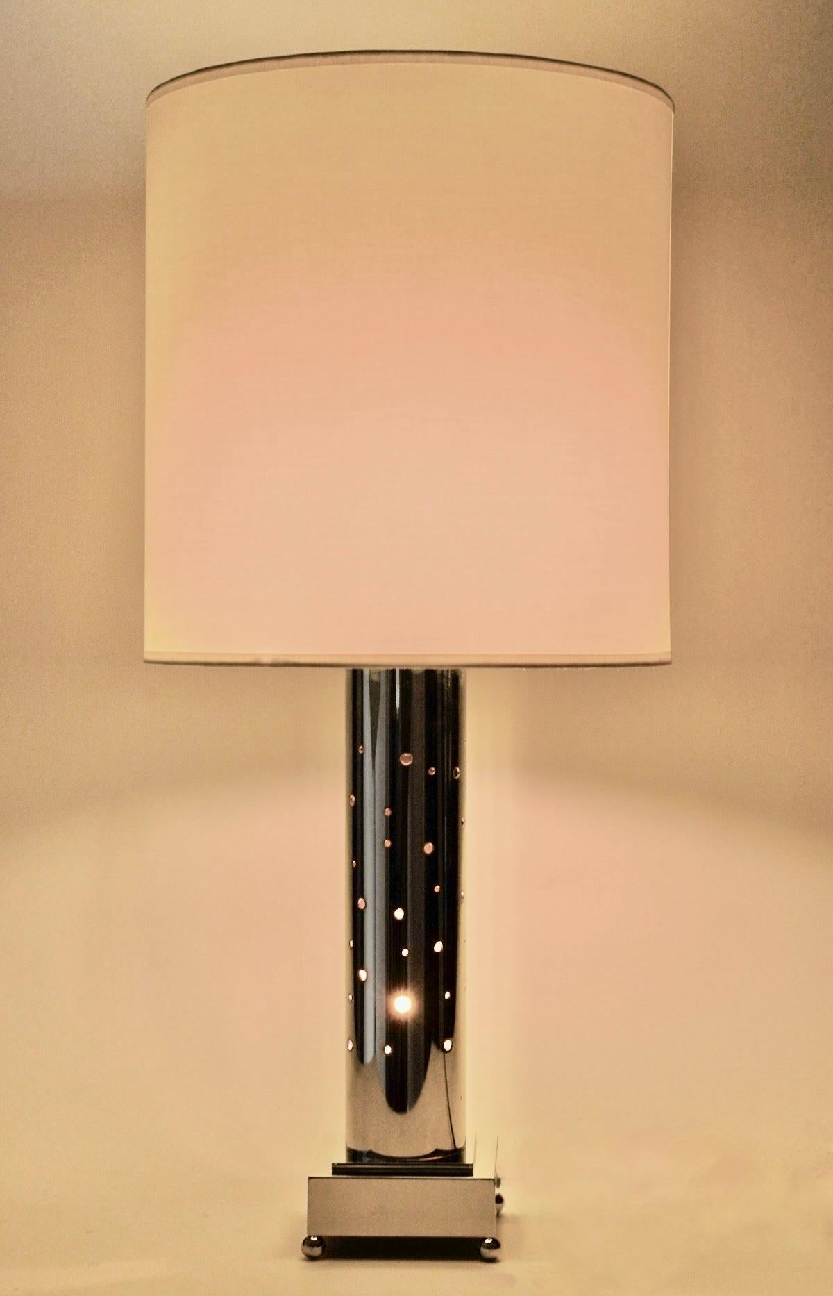 1970 Pair of silver-plated metal lamps signed MURGEX Paris France For Sale 2