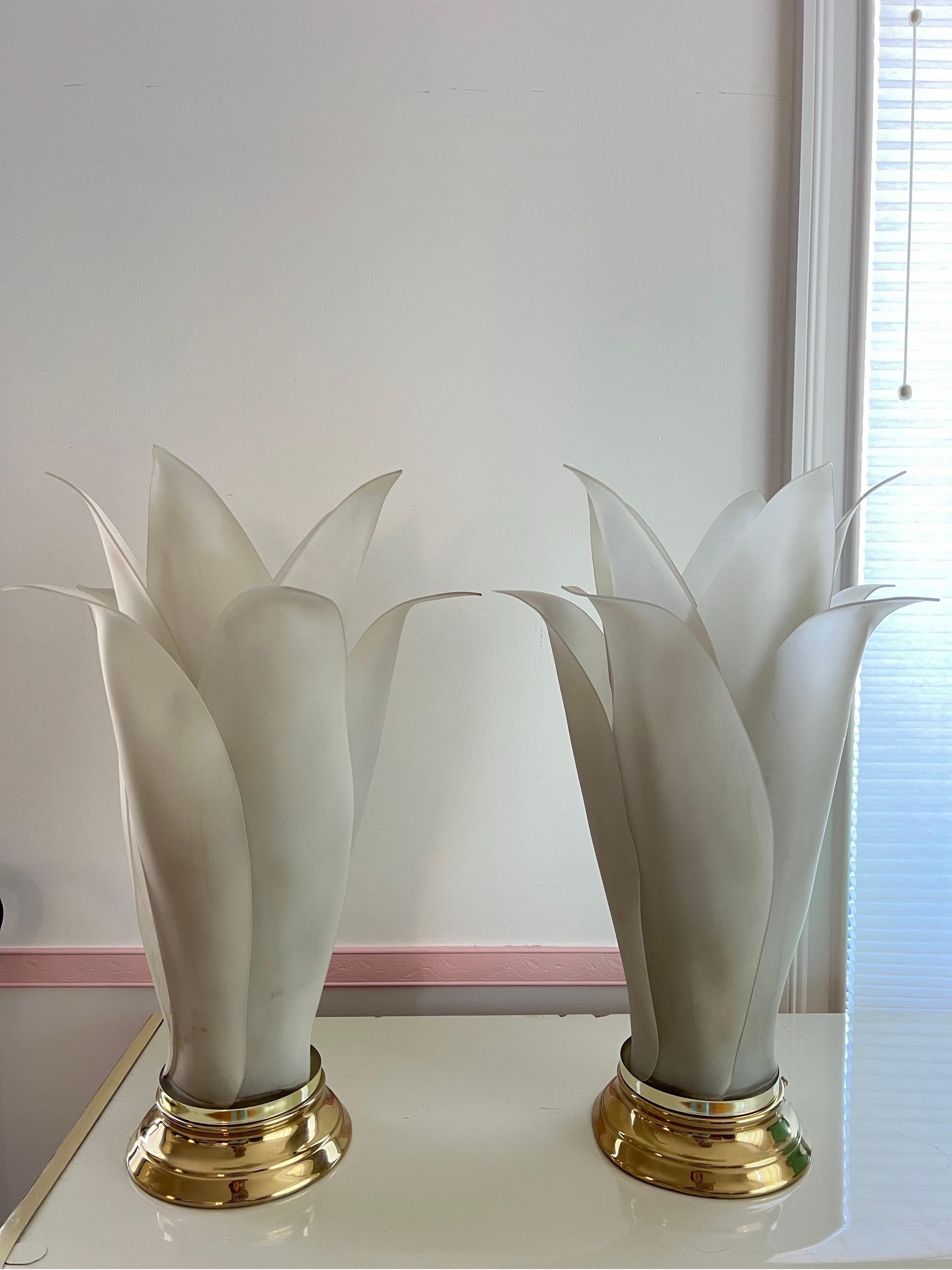 Nord-américain Lampe de table à feuilles de palmier de style Rougier, 1980 en vente