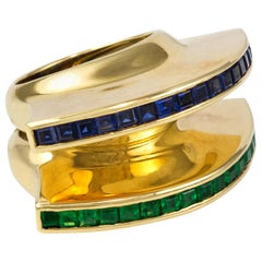 1980 Paloma Picasso for Tiffany & Co. Sapphire, Emerald and Gold Rings