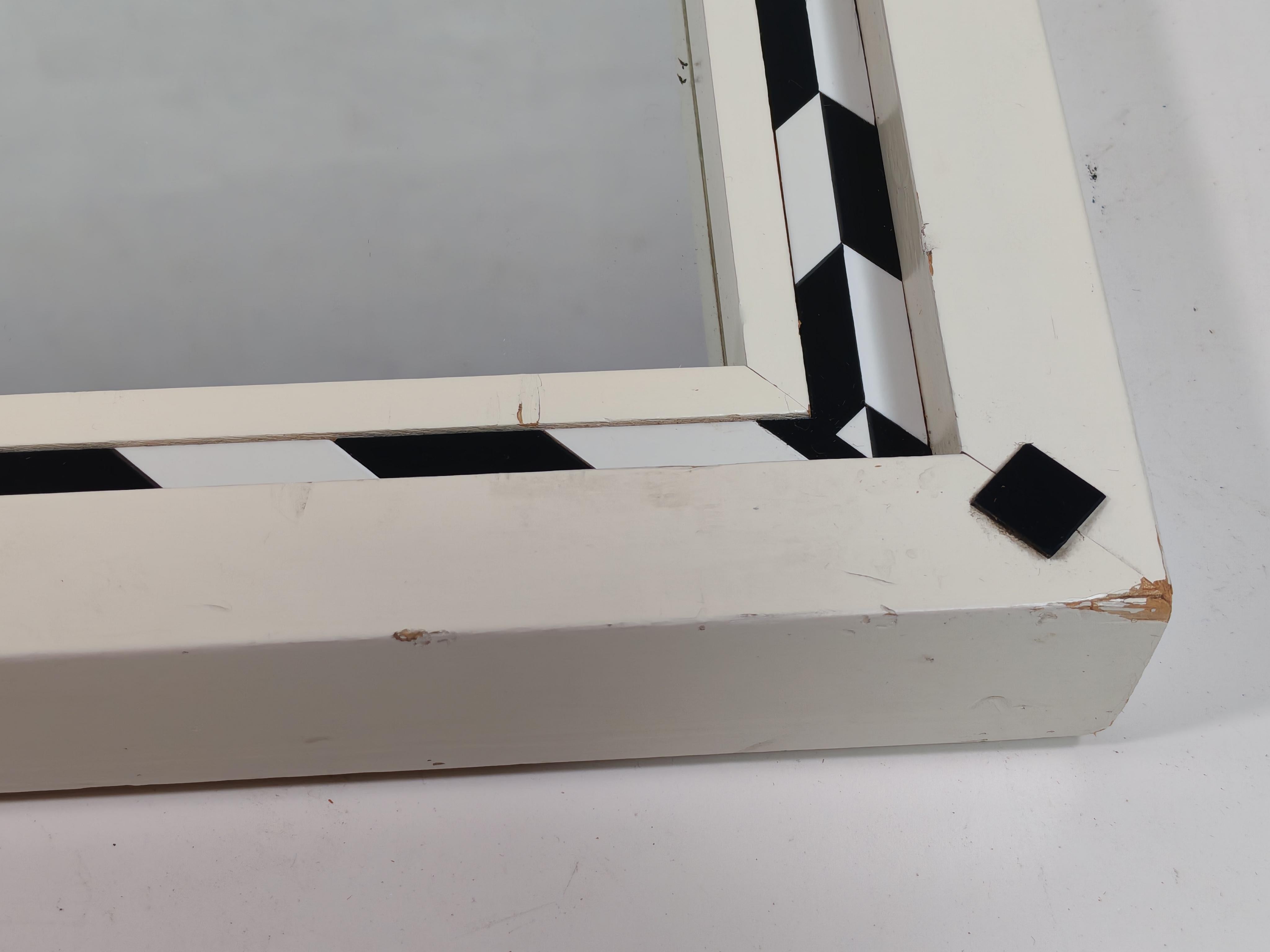 Fin du 20e siècle 1980 Paolo Portoghesi Postmodern Italian Design Black White Wood Wall Mirror (Miroir mural en bois noir et blanc) en vente