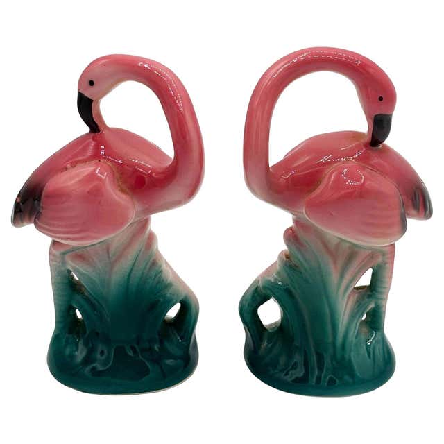 Matching Mid-century Pink Flamingo Ceramic Tabletop Statue Set By Brad ...