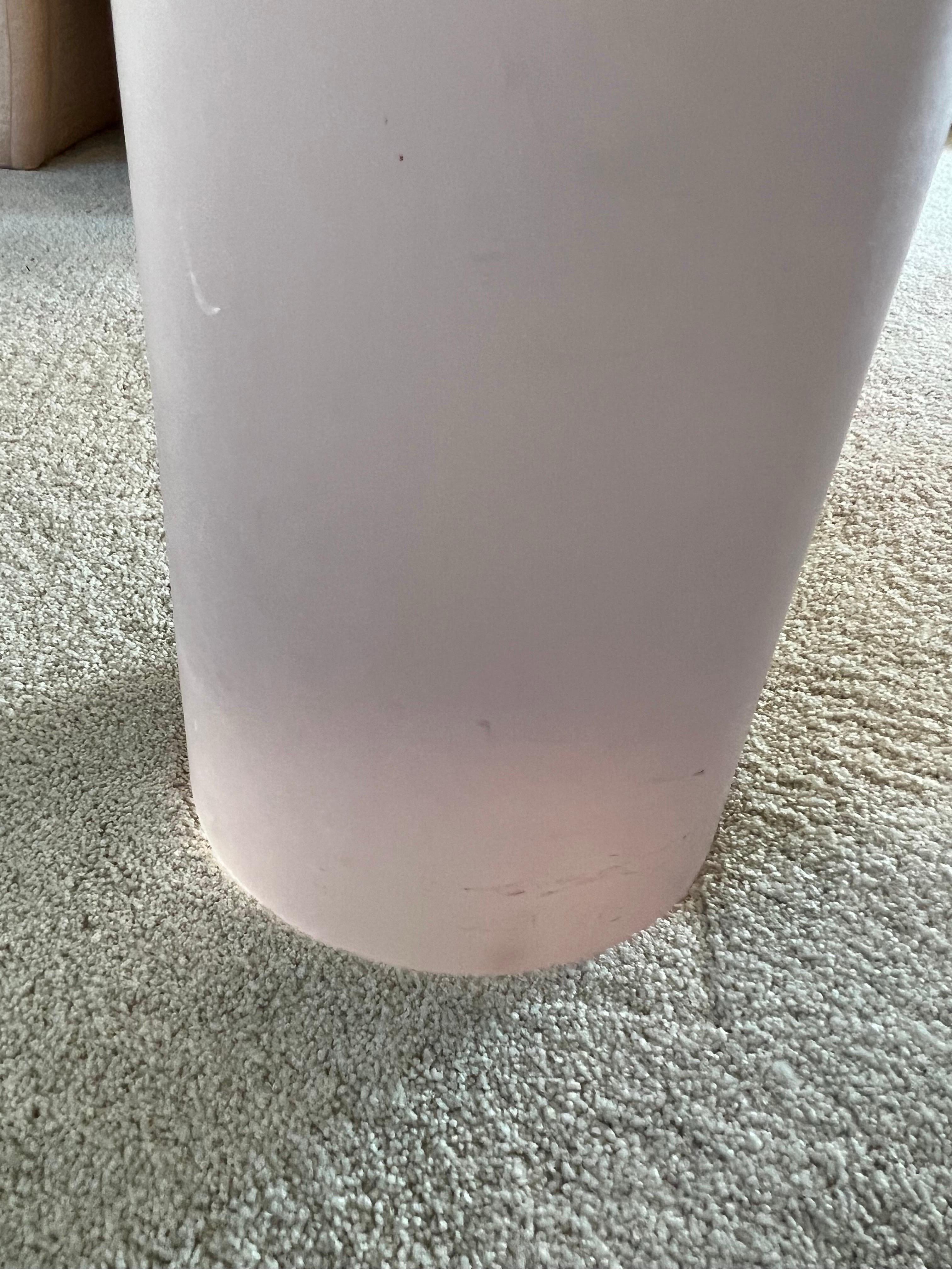 1980 Pink Frosted Glass Triangle Coffee Table For Sale 1