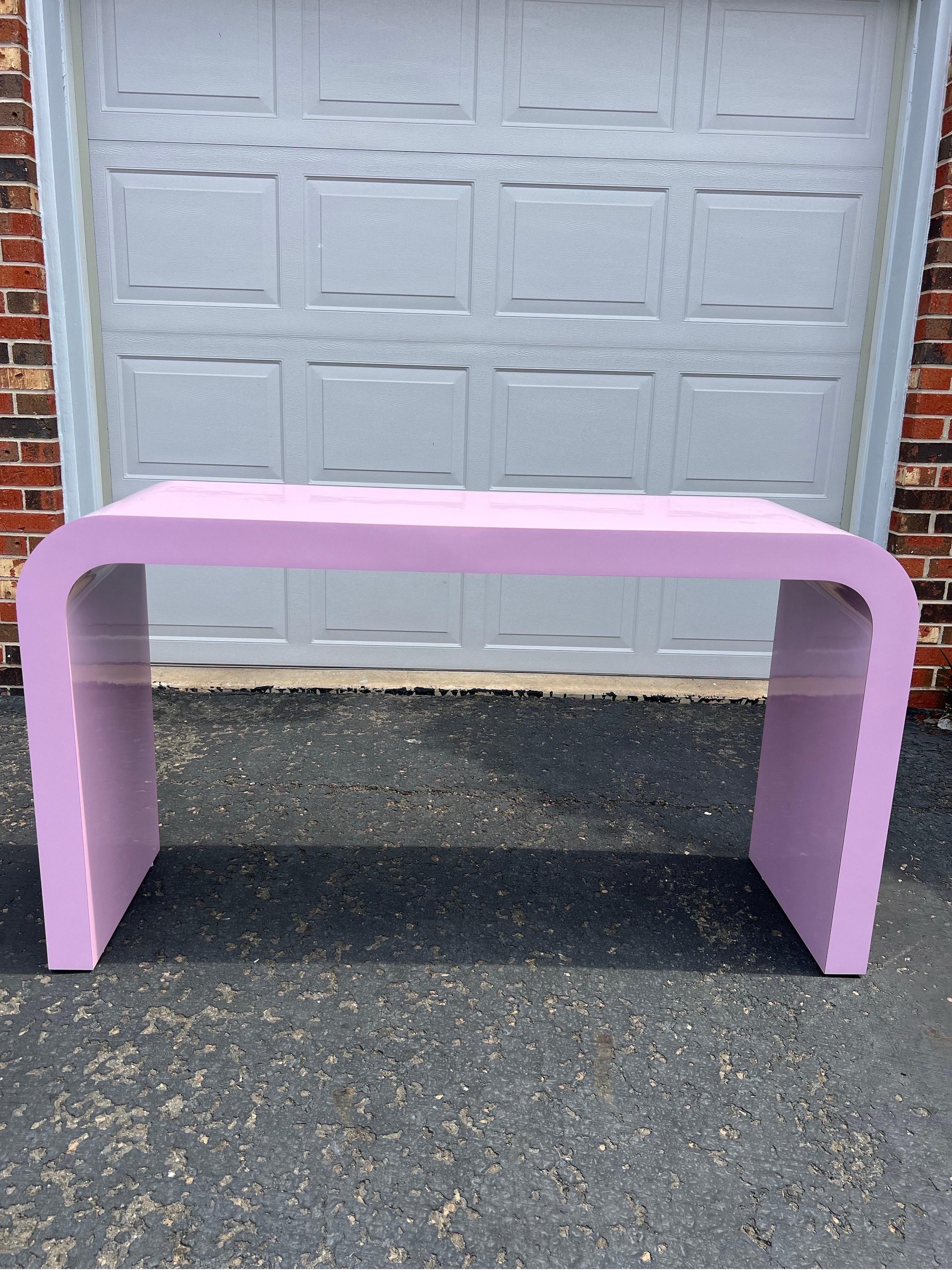 Post-Modern 1980 Pink Laminate Waterfall Console Table