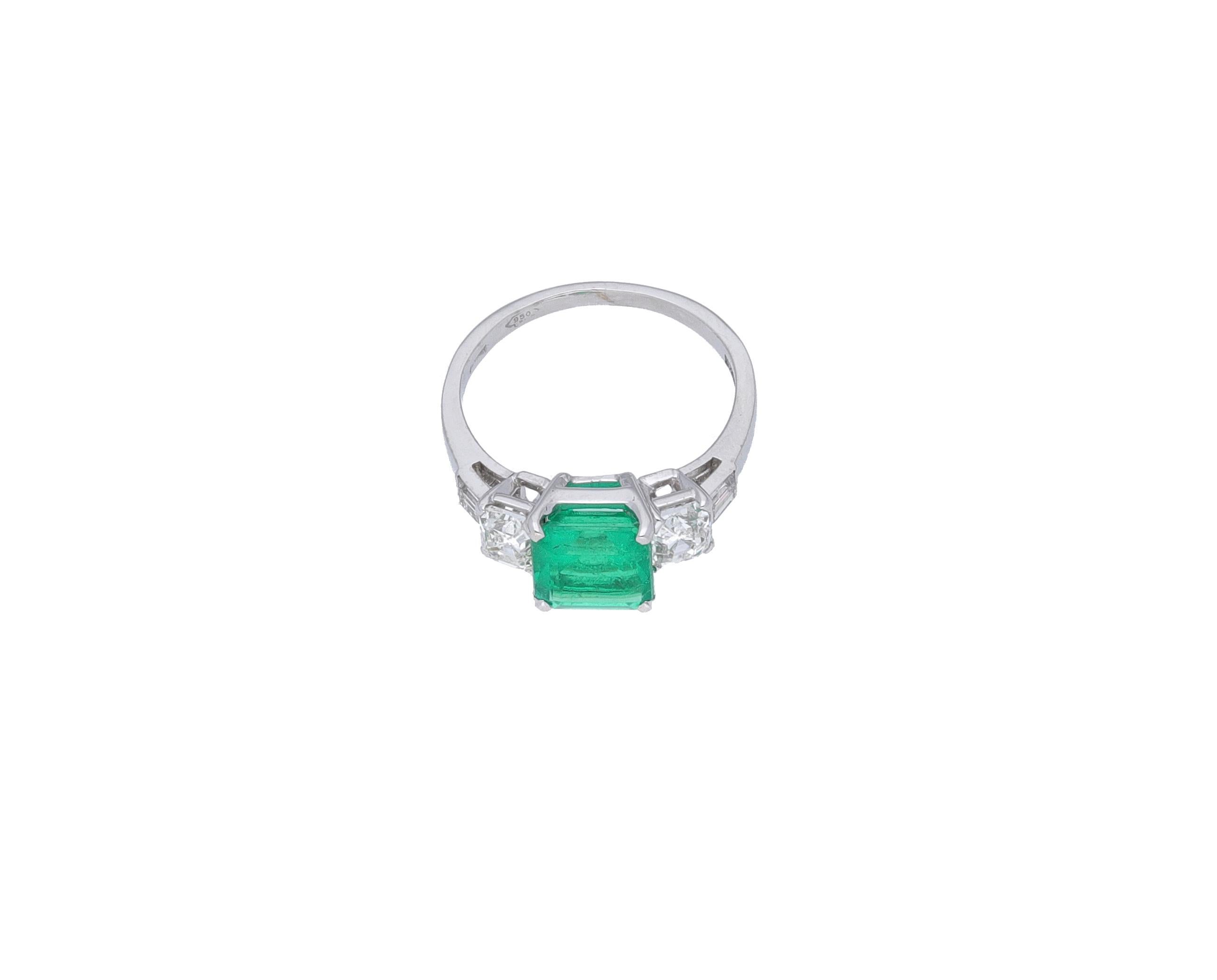 Modern 1980 Platinum Emerald Diamond Bulgari Ring