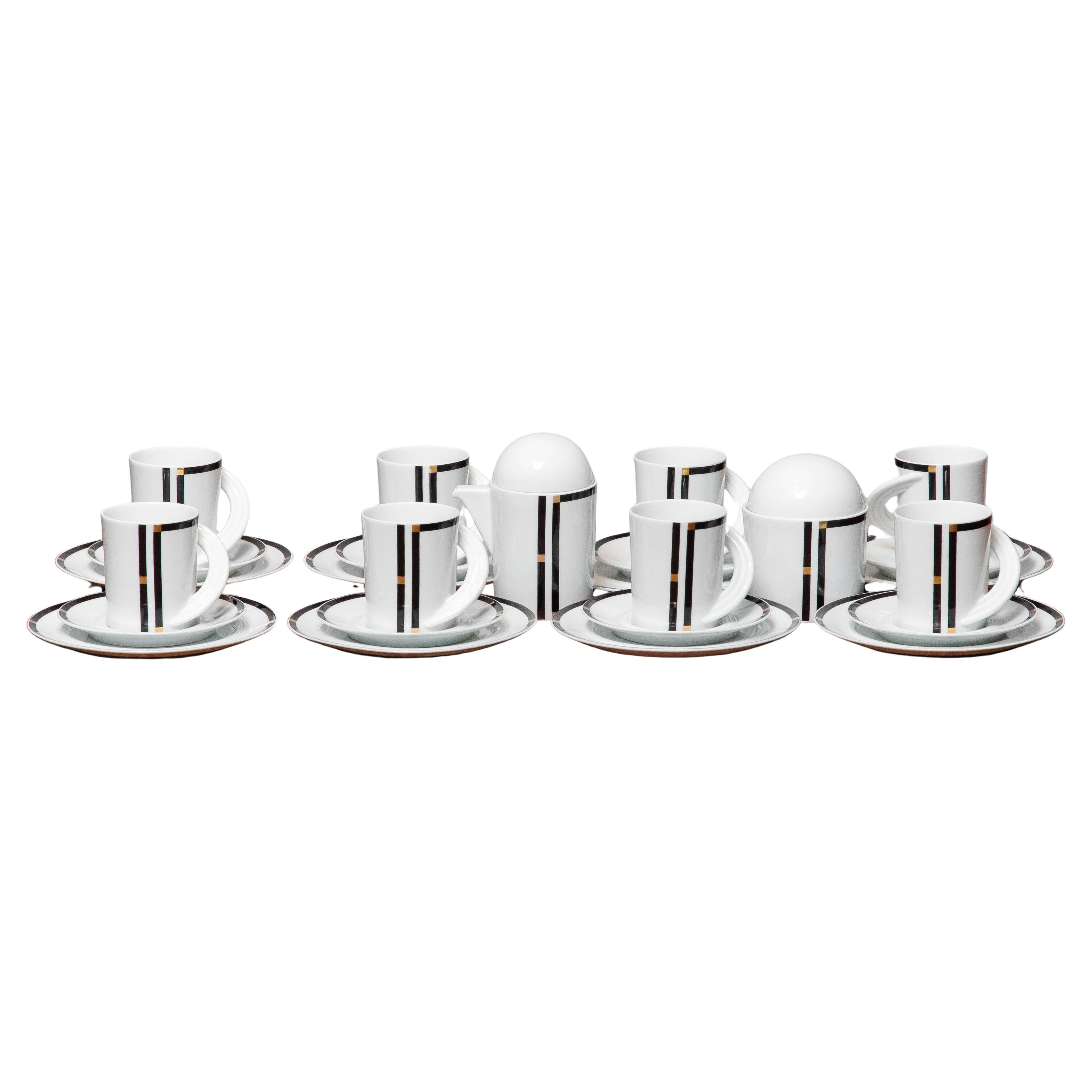 1980 Porcelain Tea / Coffee Set for Eight Persons by Mario Bellini for Rosenthal
