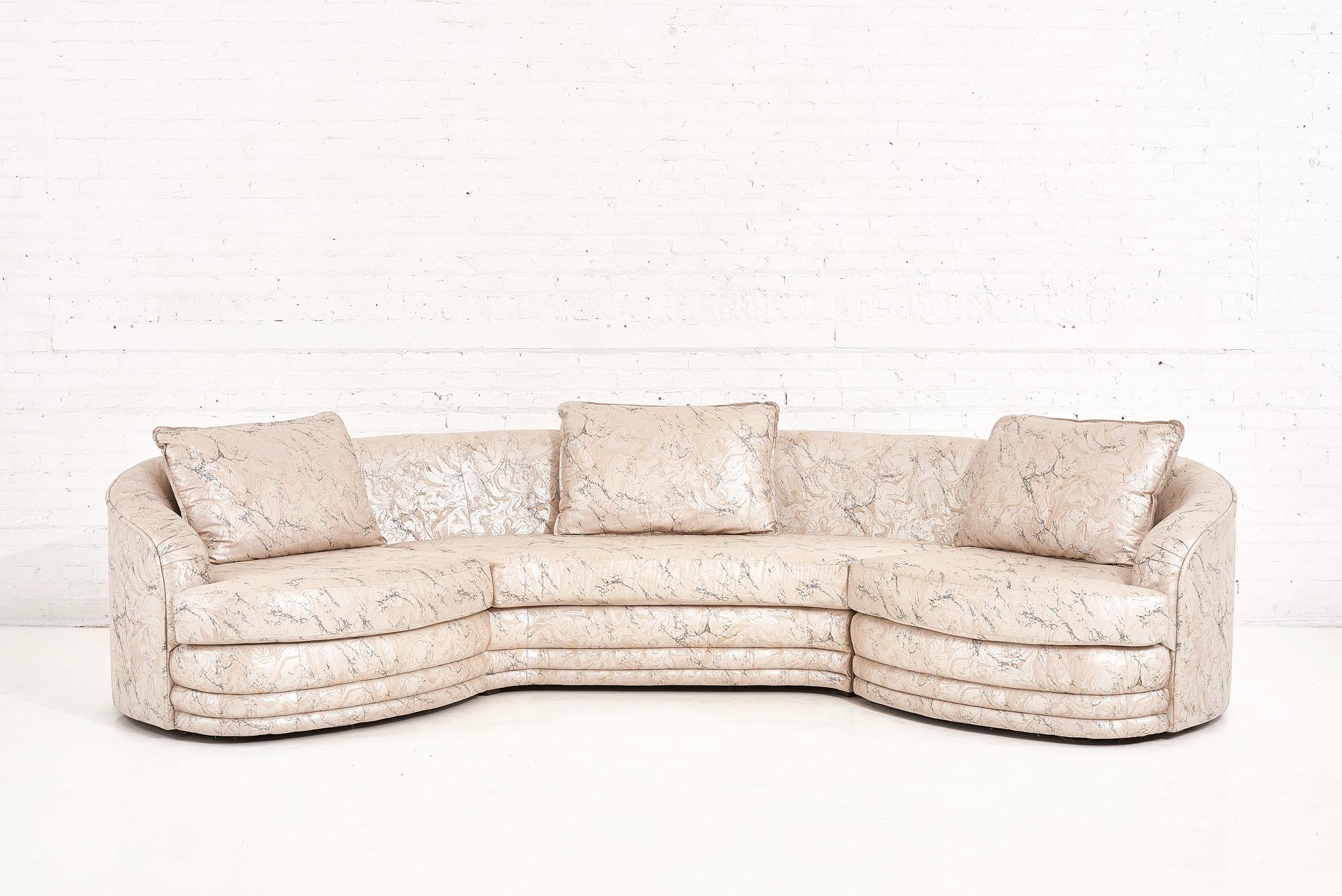 1980 Postmodern sectional sofa in marble upholstery. Excellent original condition.