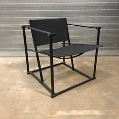 1980, Radboud Van Beekum for Pastoe, FM62 Cube Lounge Chair in Black Linen