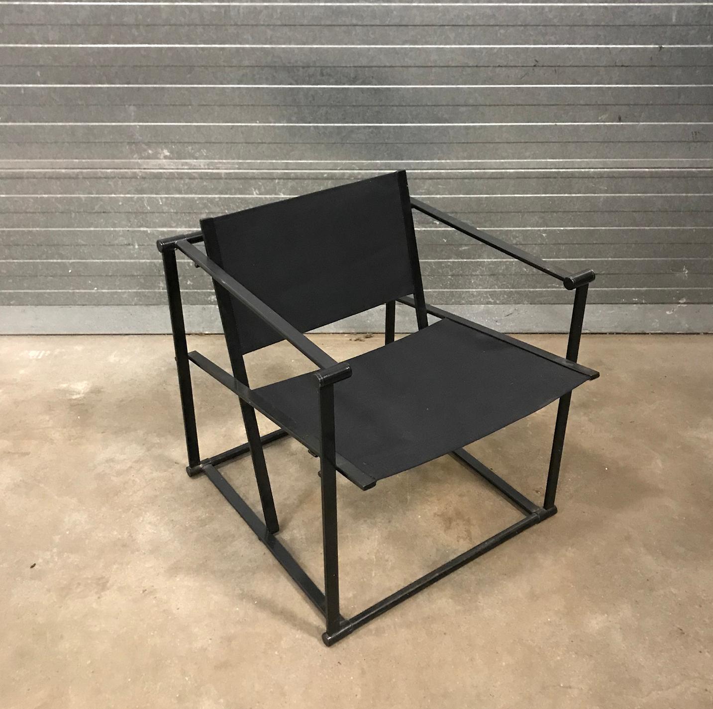 1980, Radboud Van Beekum für Pastoe, FM62 Cube Lounge Chair in schwarzem Leinen (Moderne der Mitte des Jahrhunderts) im Angebot