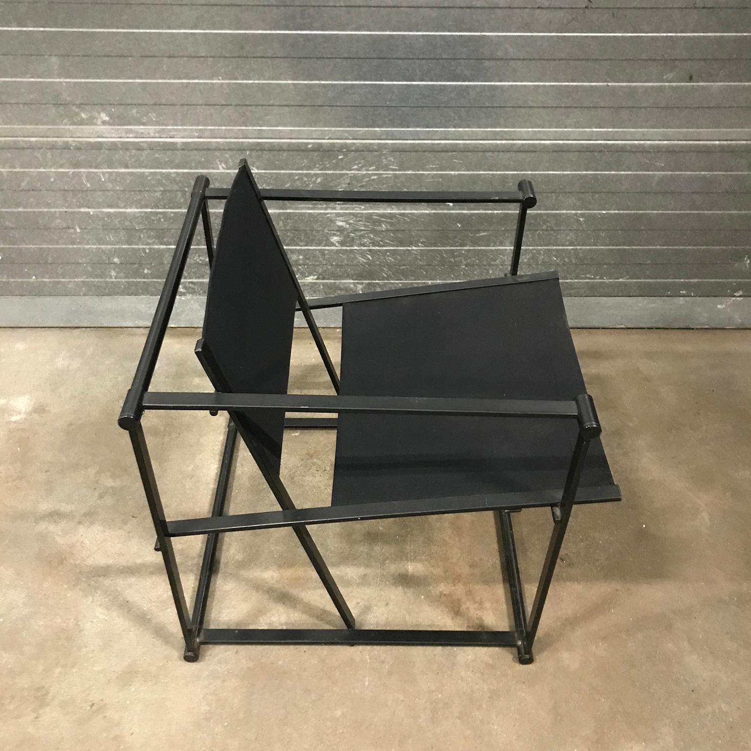 1980, Radboud Van Beekum für Pastoe, FM62 Cube Lounge Chair in schwarzem Leinen im Zustand „Gut“ im Angebot in Amsterdam IJMuiden, NL