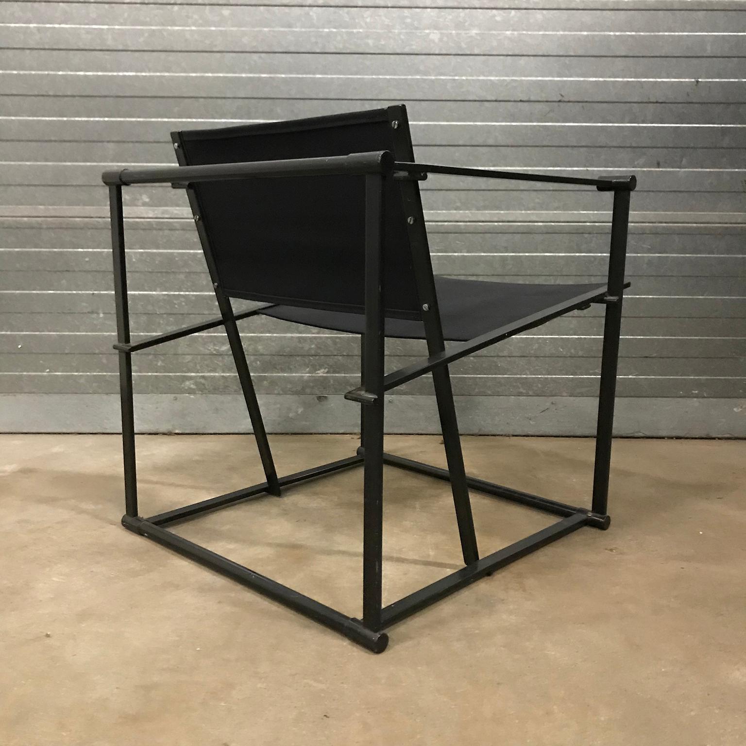 Dutch 1980, Radboud Van Beekum for Pastoe, FM62 Cube Lounge Chair in Black Linen For Sale