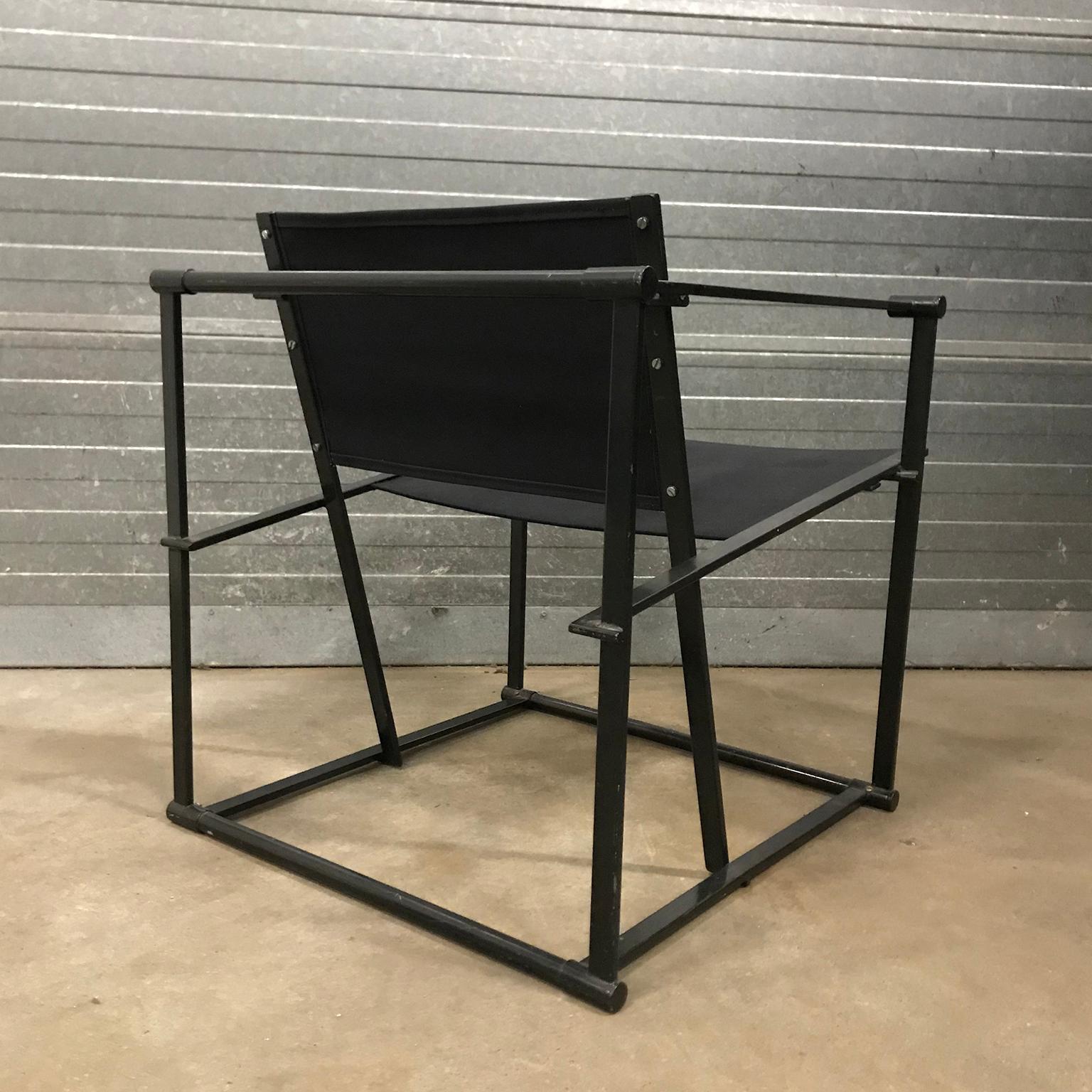 1980, Radboud Van Beekum for Pastoe, FM62 Cube Lounge Chair in Black Linen In Good Condition For Sale In Amsterdam IJMuiden, NL