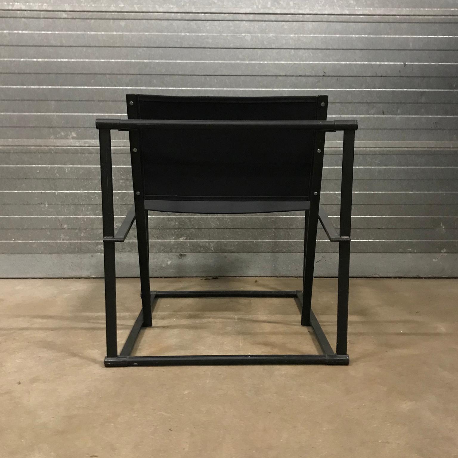 Radboud Van Beekum fauteuil de salon cubique FM62 en lin noir pour Pastoe, 1980 2