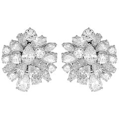1980 Used Certified Diamonds D-F 19.0ct Clip-On Big Statement Earrings/Pendant