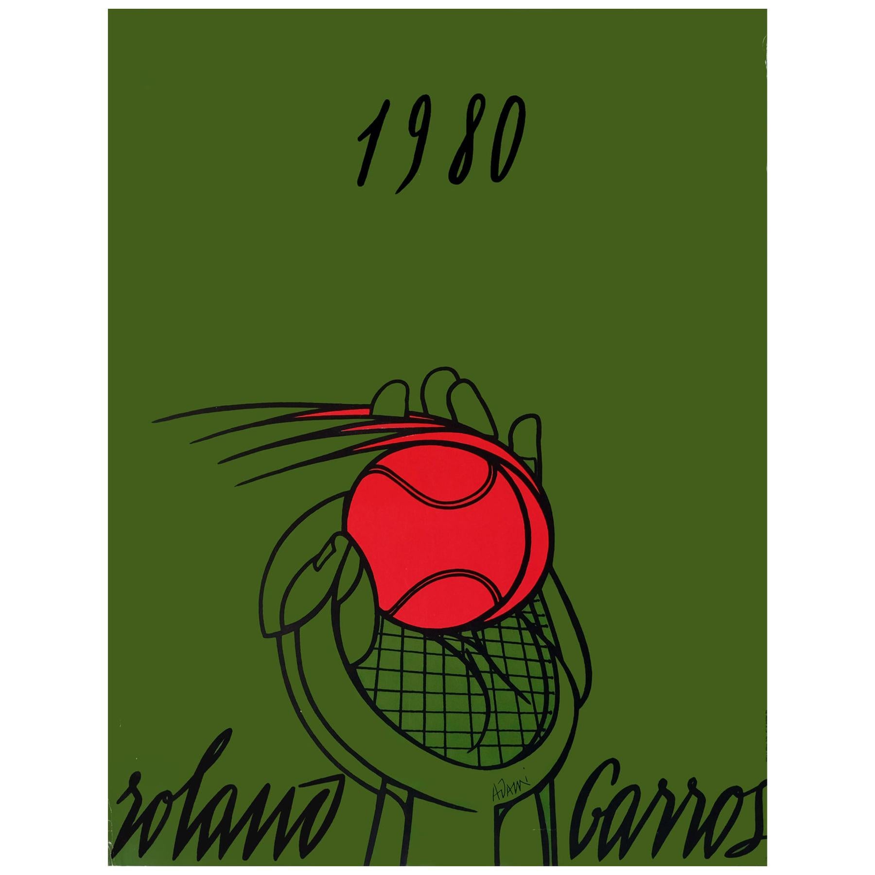 1980 Roland Garros French Open Tennis Poster by Valerio Adami