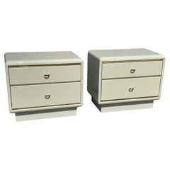 1980´s Italian postmodern nightstands lacquer cream and brass