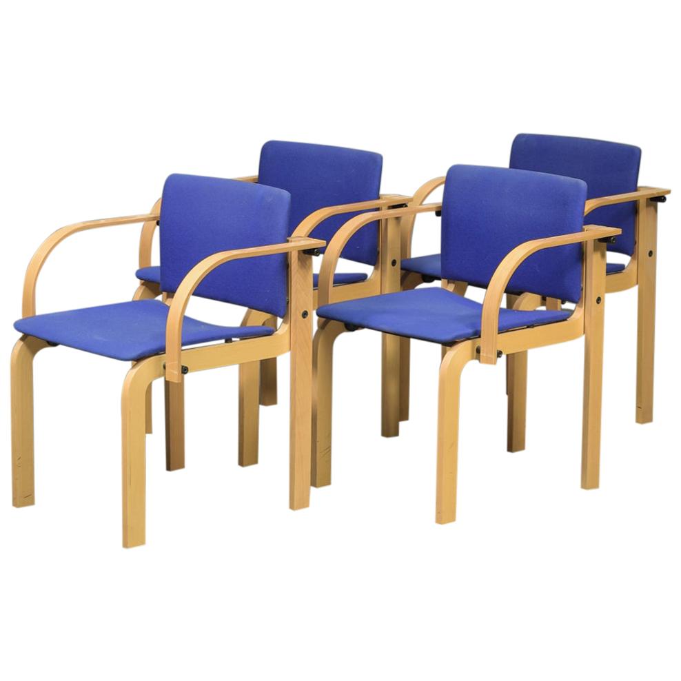 1980s Set of Four Stackable Beech Dining Chairs by Friis and Moltke