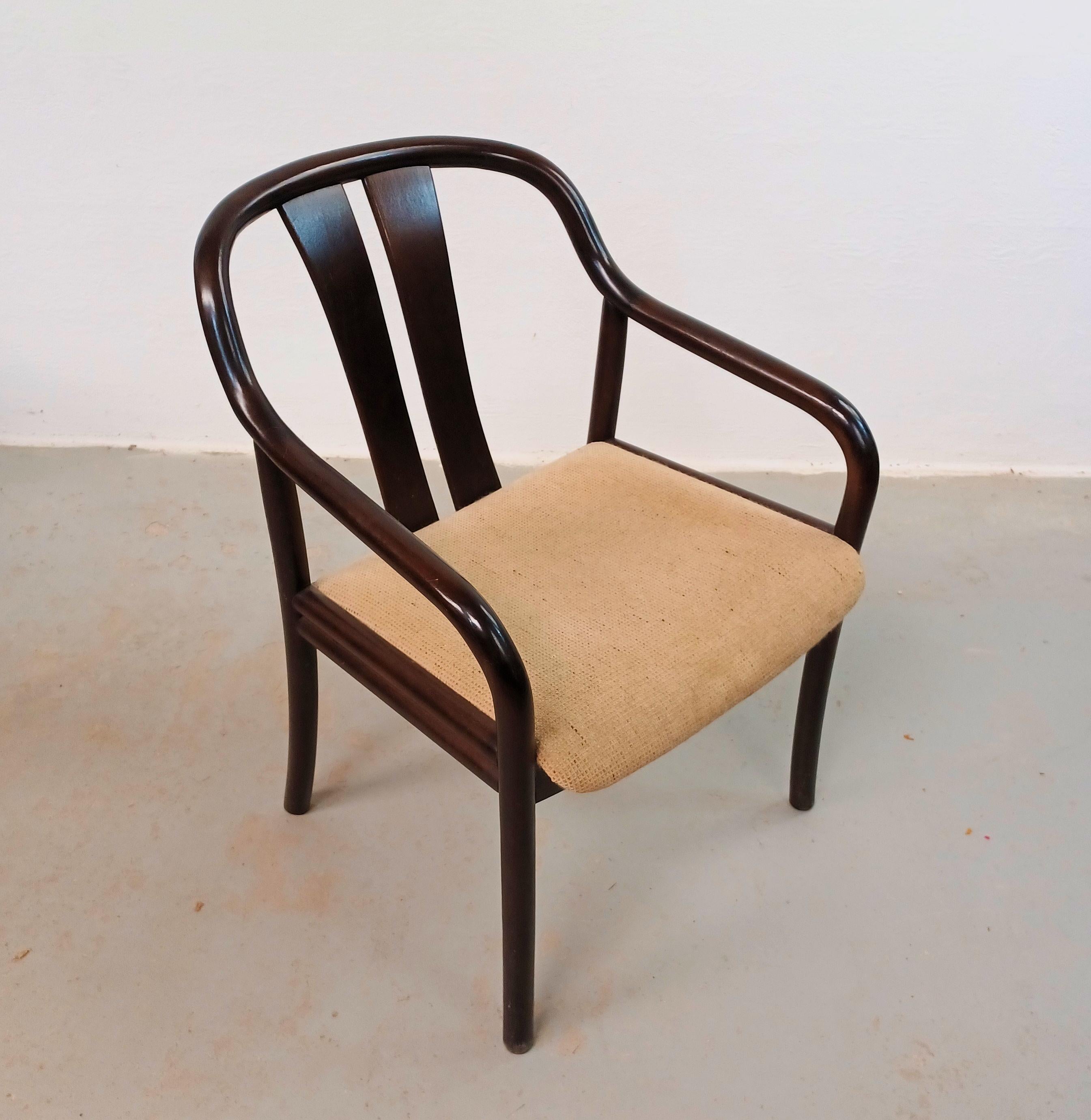 Ensemble de deux fauteuils Oswald Beck Beeche Asiana des années 1980 en hêtre verni noir en vente 3