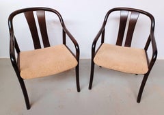 1980er Set aus zwei Oswald Beck Casala Asiana Sesseln in schwarz lackierter Buche