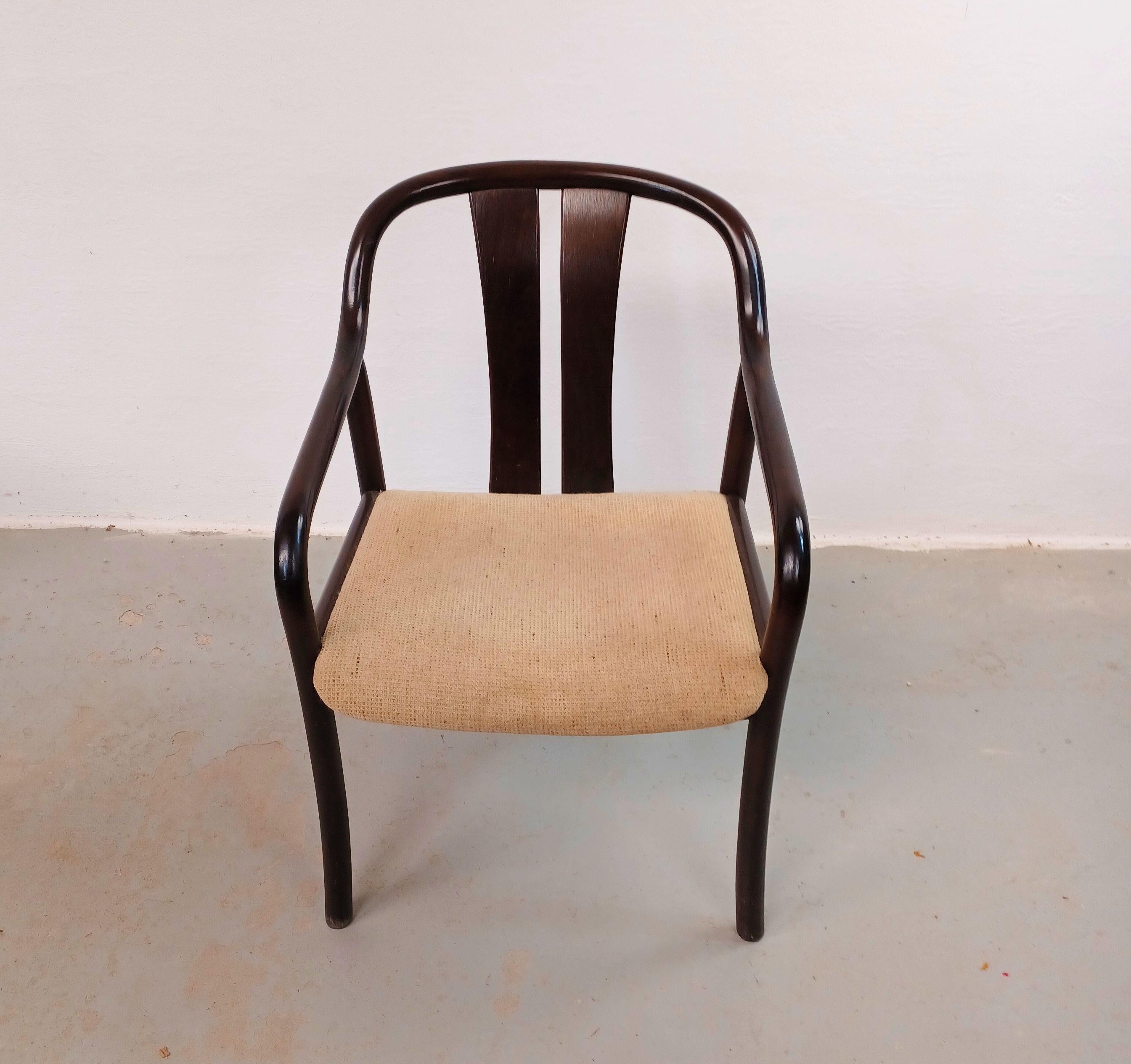 Allemand Ensemble de deux fauteuils Oswald Beck Beeche Asiana des années 1980 en hêtre verni noir en vente