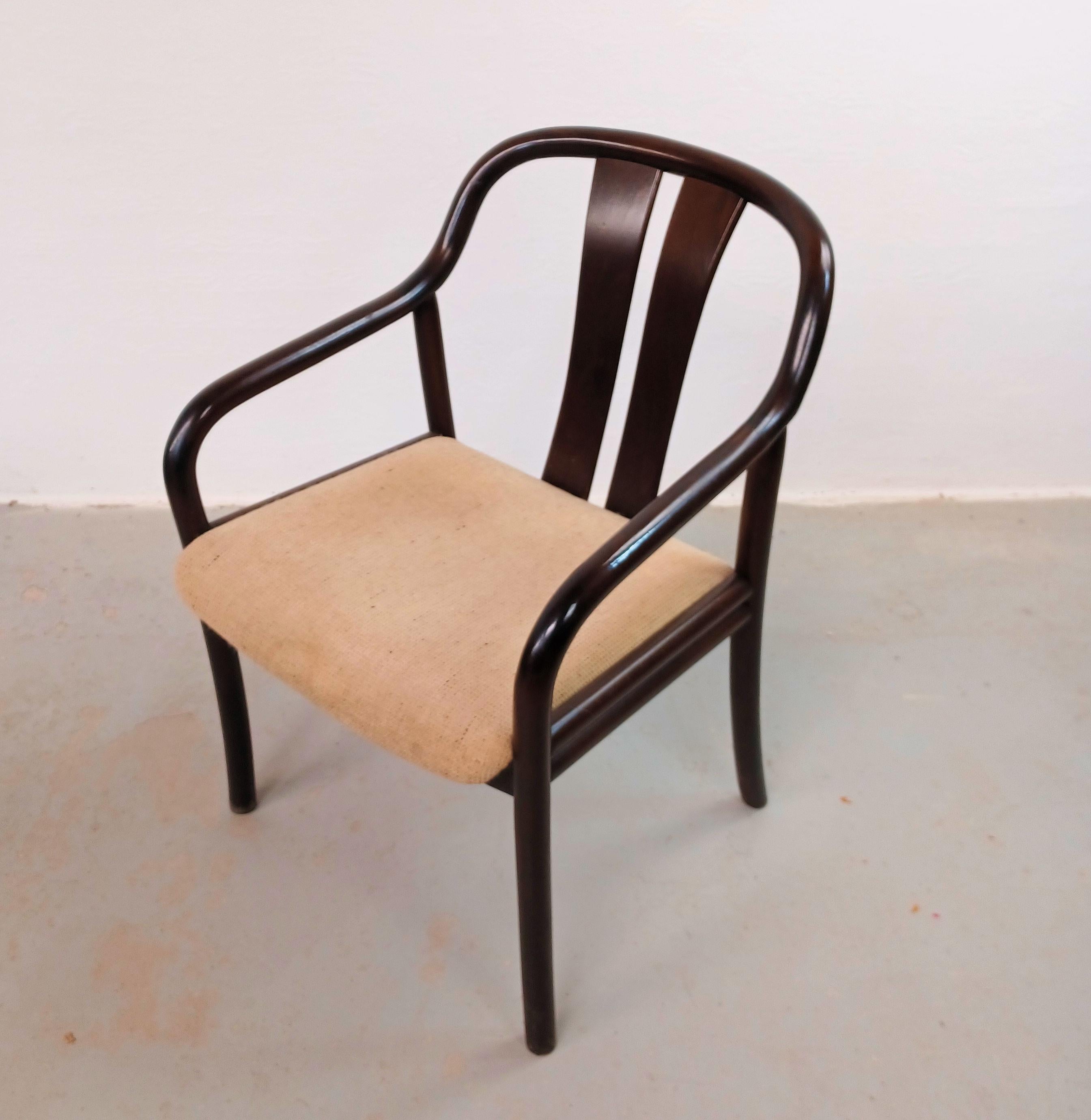 Verni Ensemble de deux fauteuils Oswald Beck Beeche Asiana des années 1980 en hêtre verni noir en vente