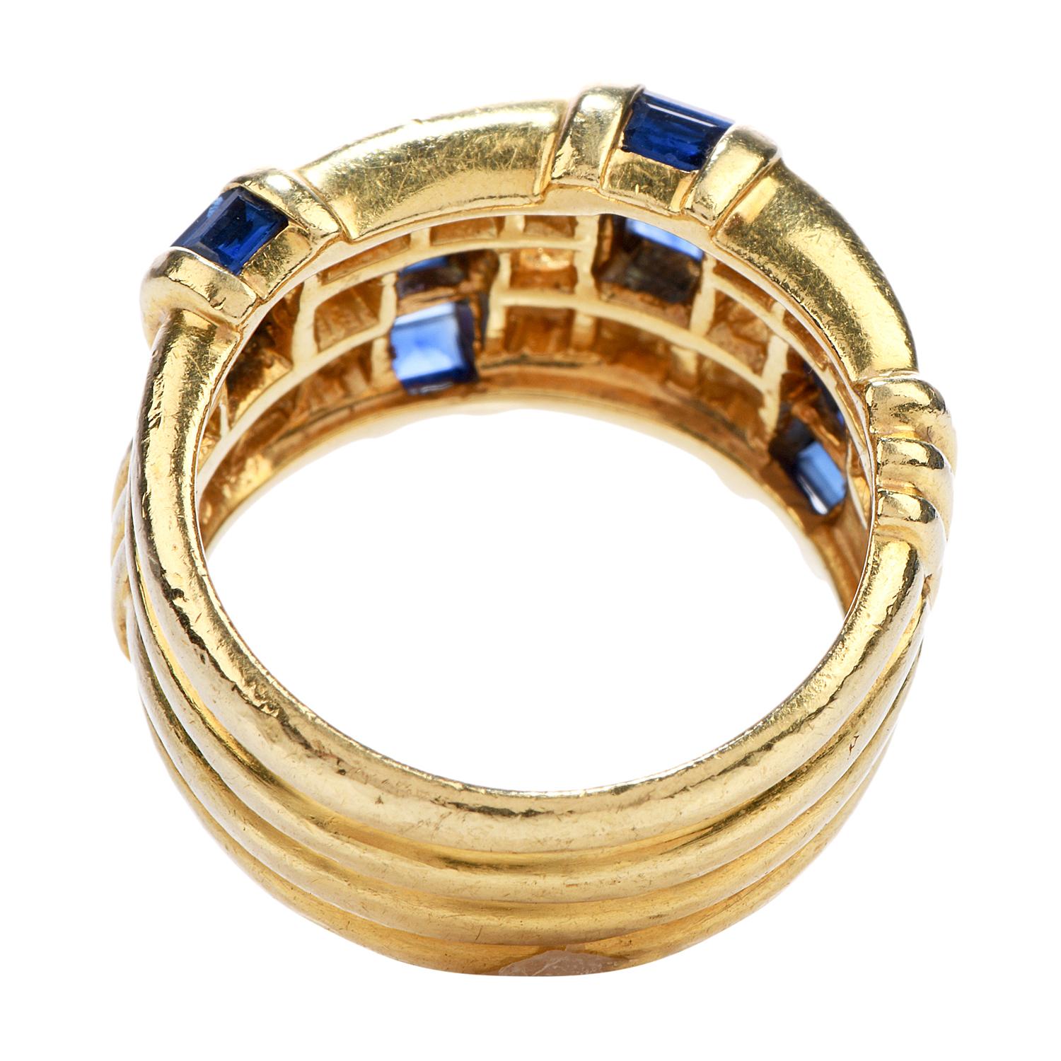 Women's Krypell Sapphire Diamond 18K Gold Woven Wide Ring