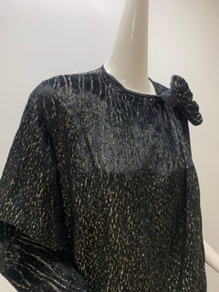 1980 Schiaparelli Black & Gold Woodgrain Velvet Side Tie Opera Coat or Dress