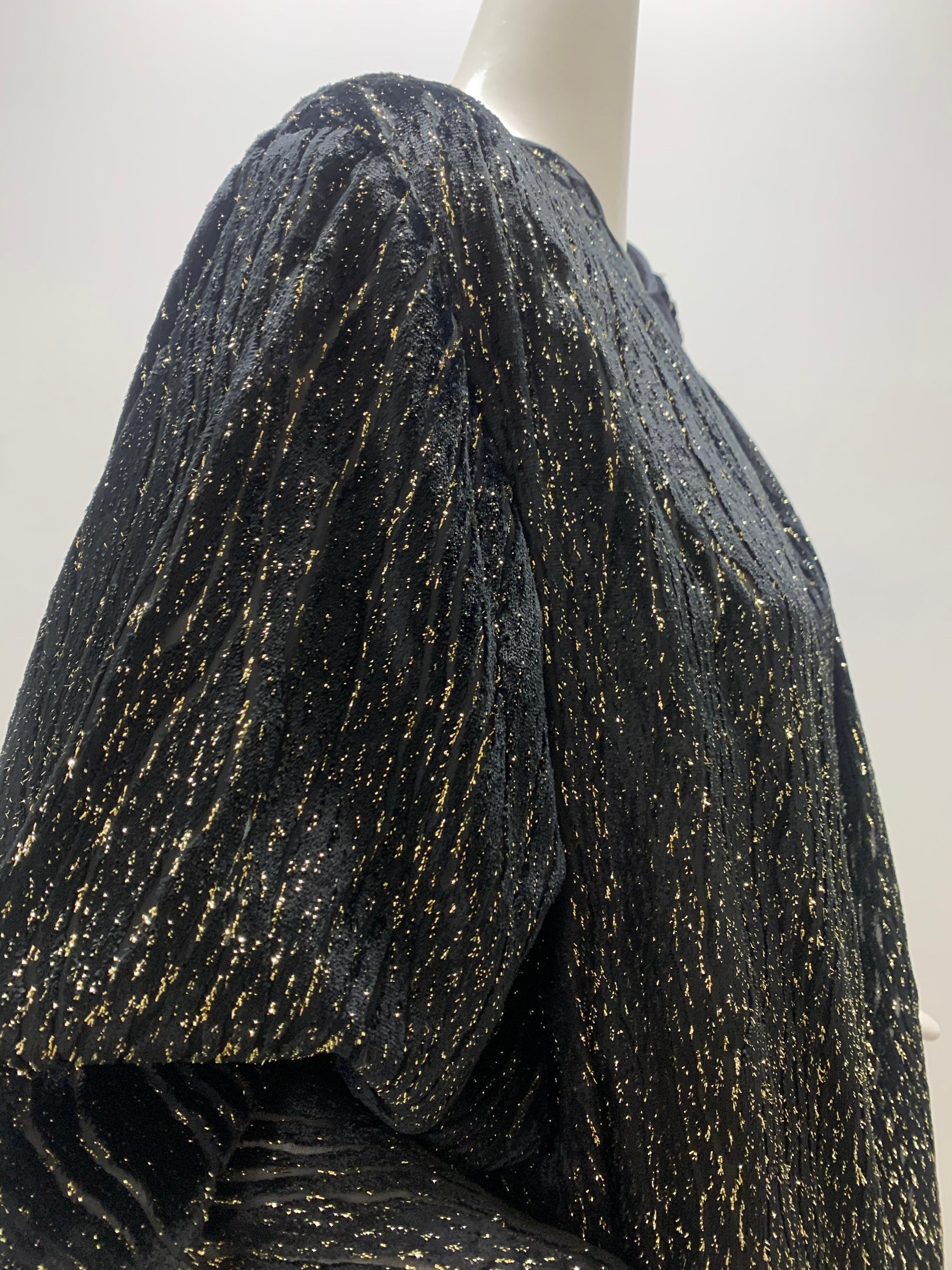 1980 Schiaparelli Black & Gold Woodgrain Velvet Side Tie Opera Coat or Dress In Excellent Condition For Sale In Gresham, OR
