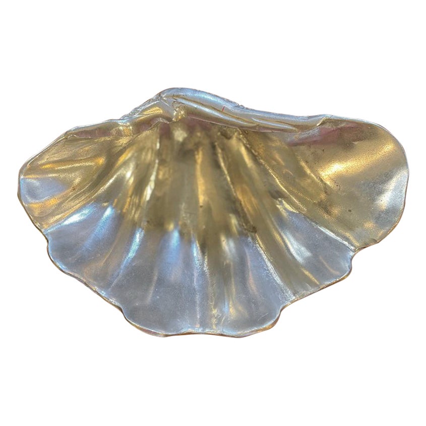 1980 Silver Shell-Shaped Catchall Dish For Sale