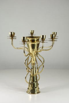 Simon Borek Sipek Driade, bougeoir en métal doré au design moderne, 1980