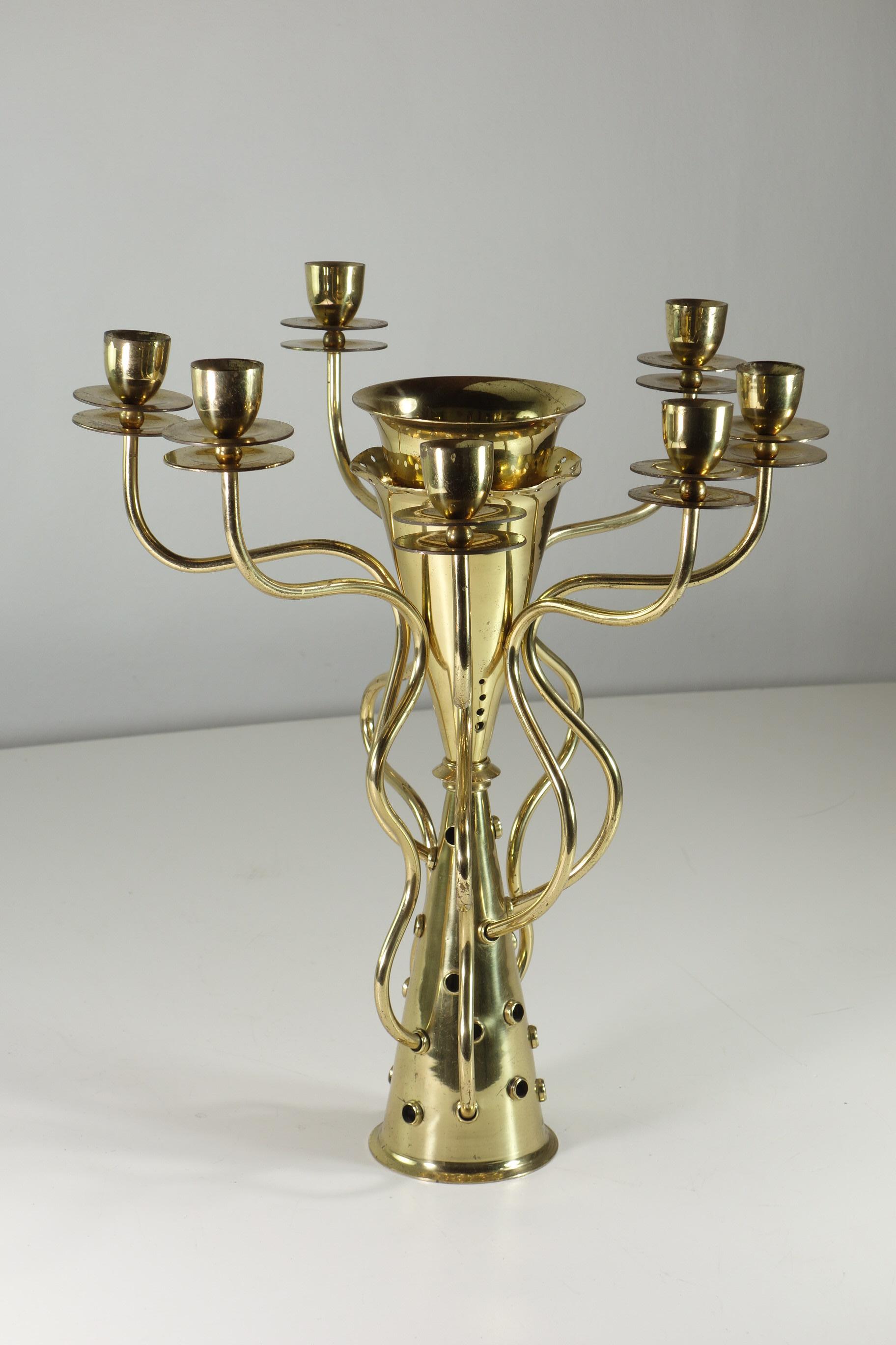 Postmoderno 1980 Simon Borek Sipek Driade Portacandele in metallo dorato di design moderno in vendita