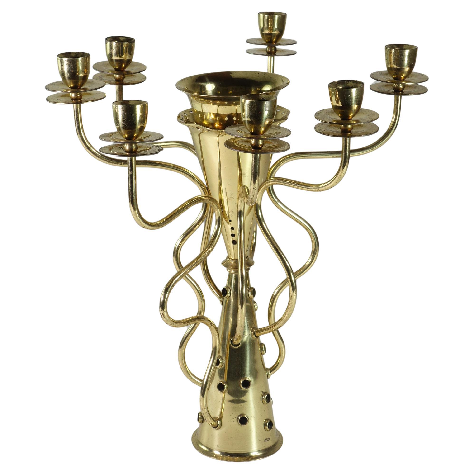 Simon Borek Sipek Driade, bougeoir en métal doré au design moderne, 1980