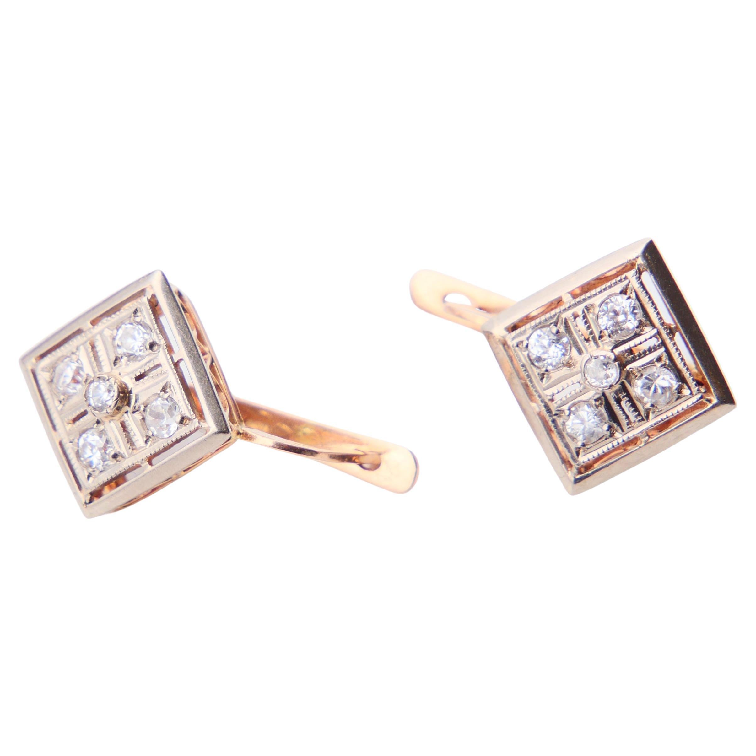 1980 Soviet Union Erevan Armenian Earrings 583/ 14K Rose White Gold / 6.1gr For Sale