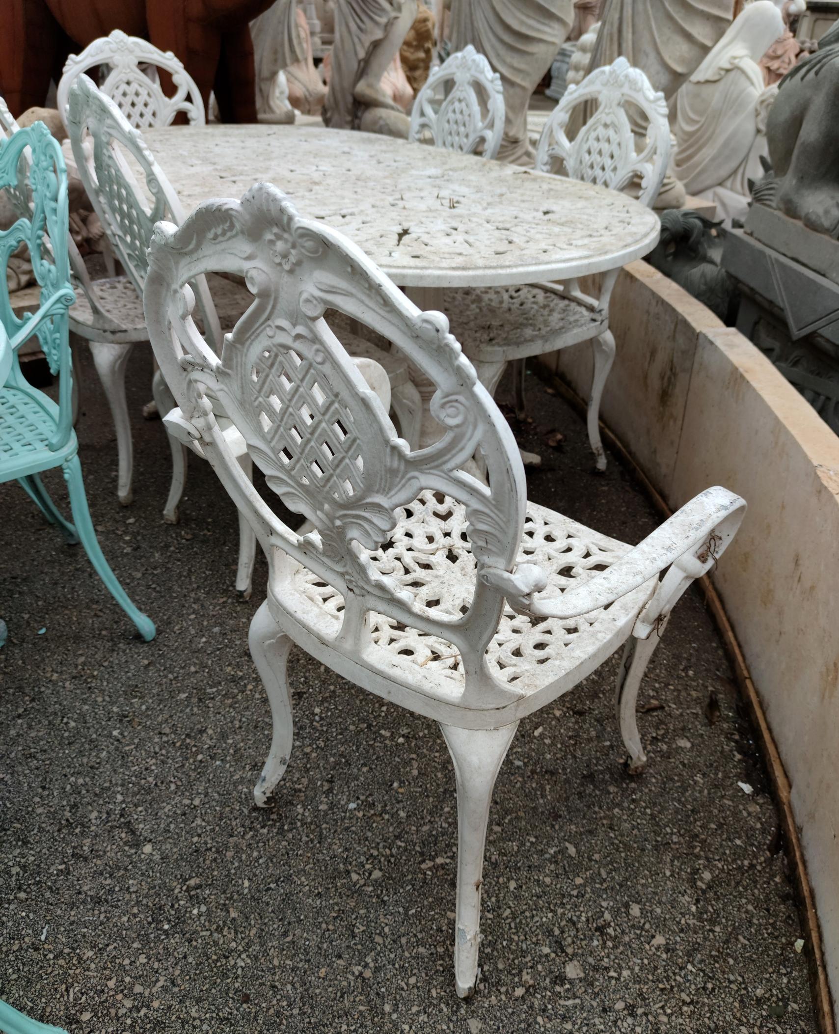 1980 Spanish Set of Cast Aluminium Table and Six Chairs 4