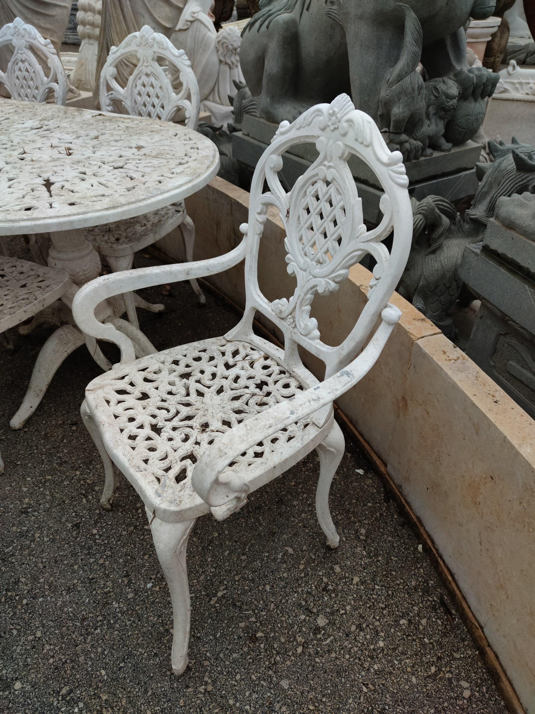 Aluminum 1980 Spanish Set of Cast Aluminium Table and Six Chairs