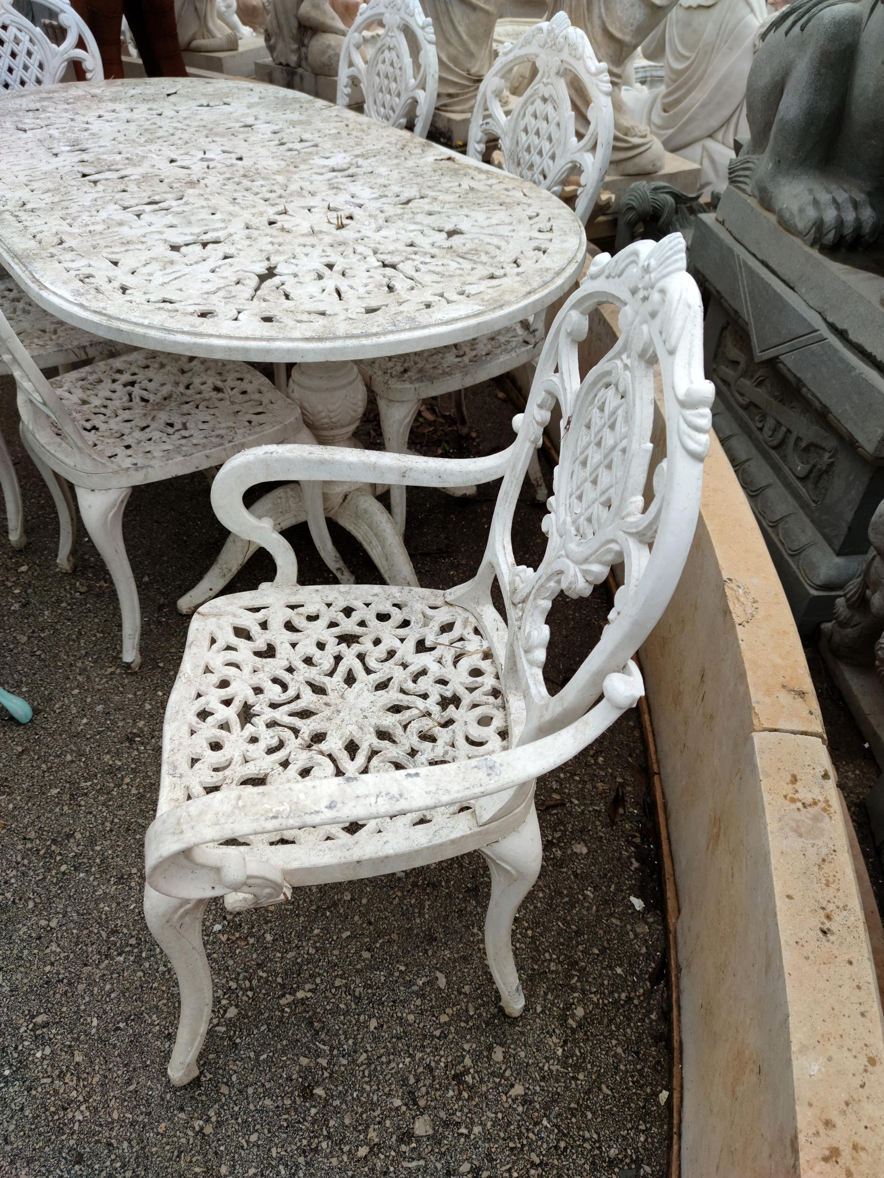 1980 Spanish Set of Cast Aluminium Table and Six Chairs 1