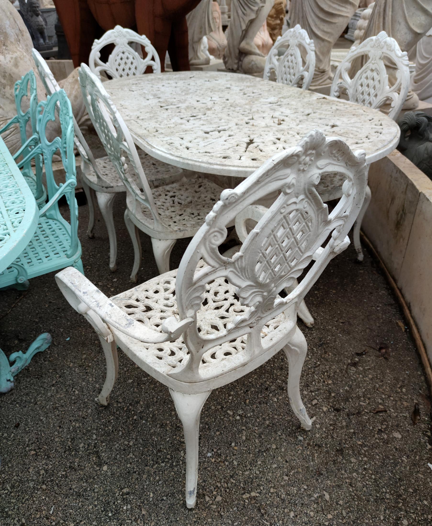 1980 Spanish Set of Cast Aluminium Table and Six Chairs 2