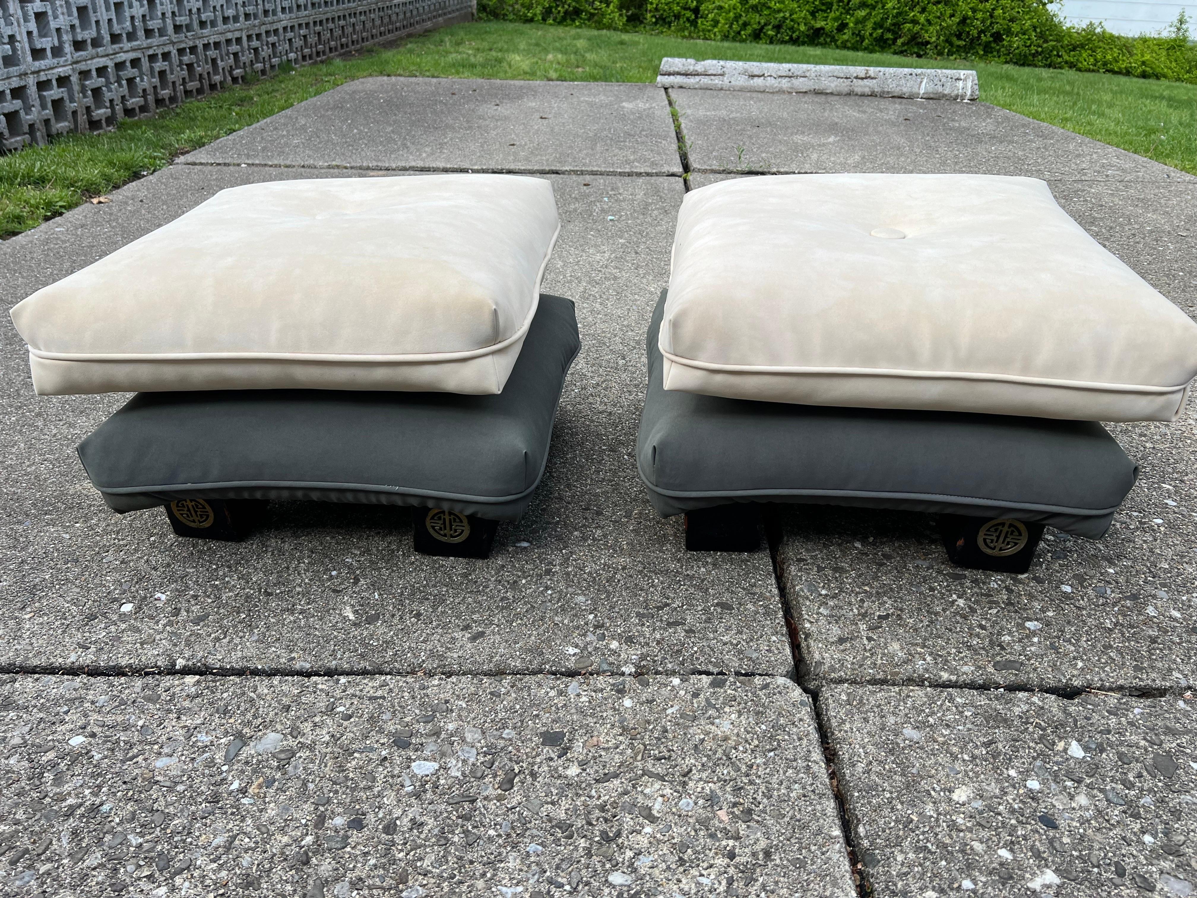 Post-Modern 1980 Swivel Two Toned Ottomans, a Pair  For Sale