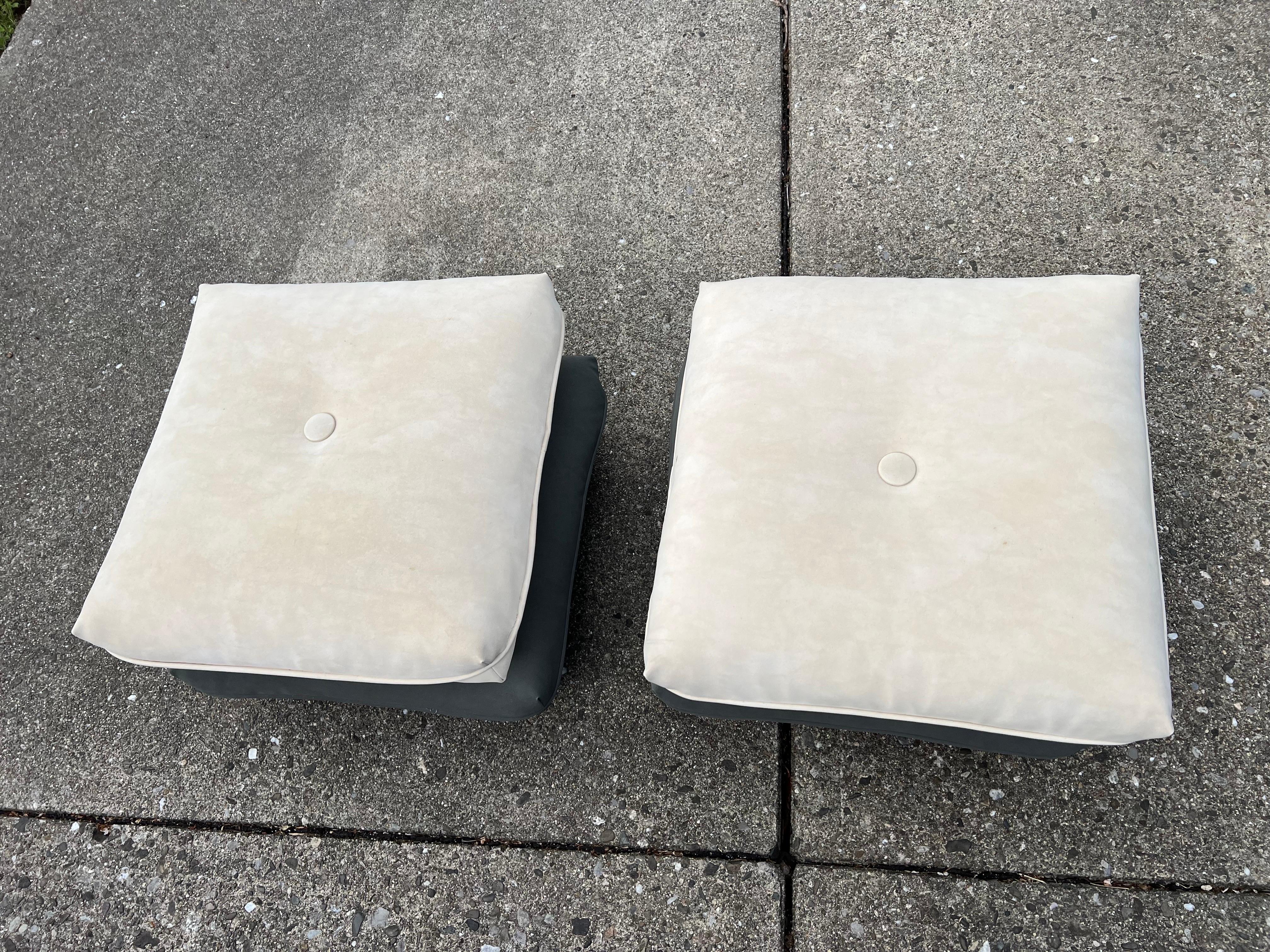 North American 1980 Swivel Two Toned Ottomans, a Pair  For Sale