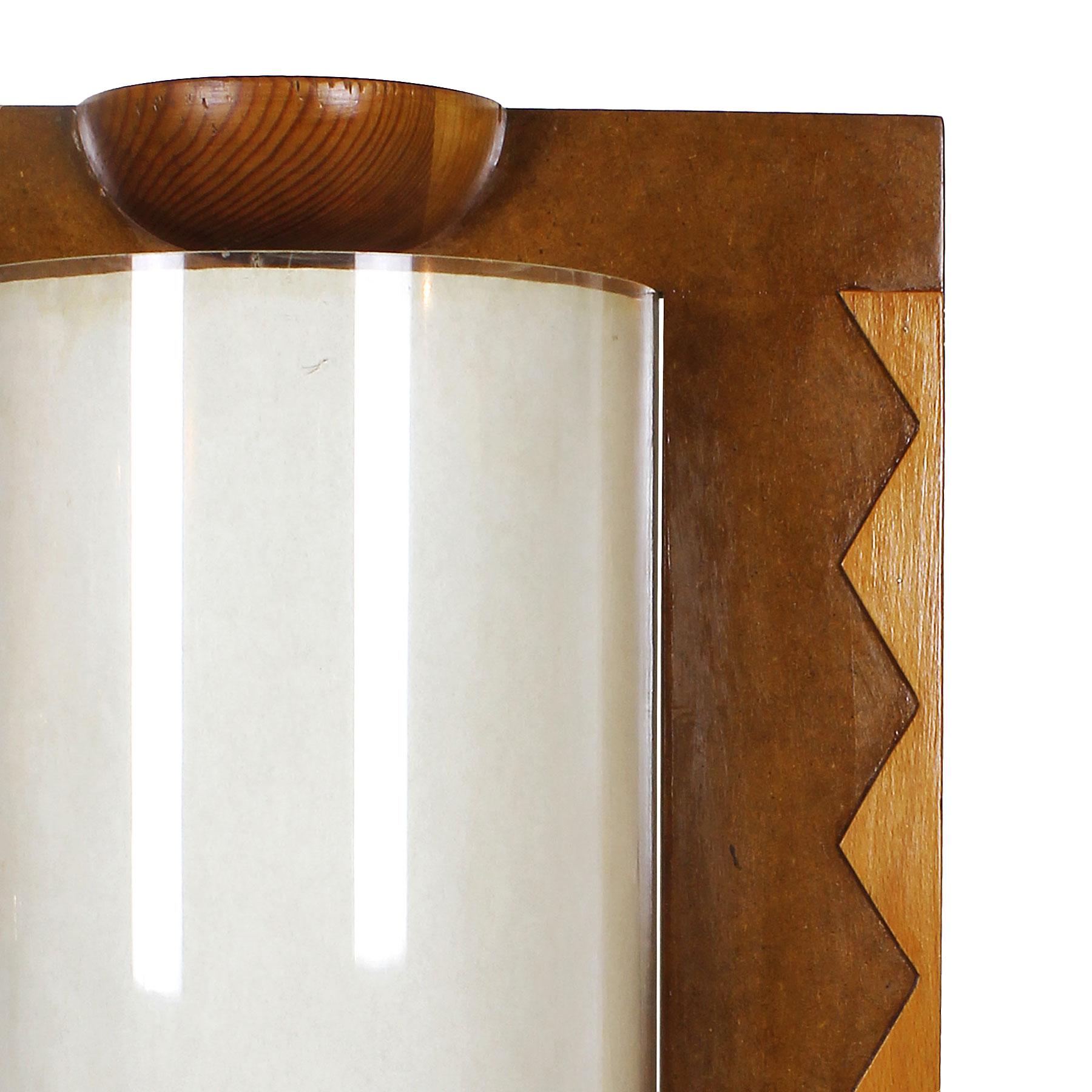 Spanish 1980 Table Lamp, MDF, Beech and Pine Woods, Plexiglass and Parchment - Spain For Sale