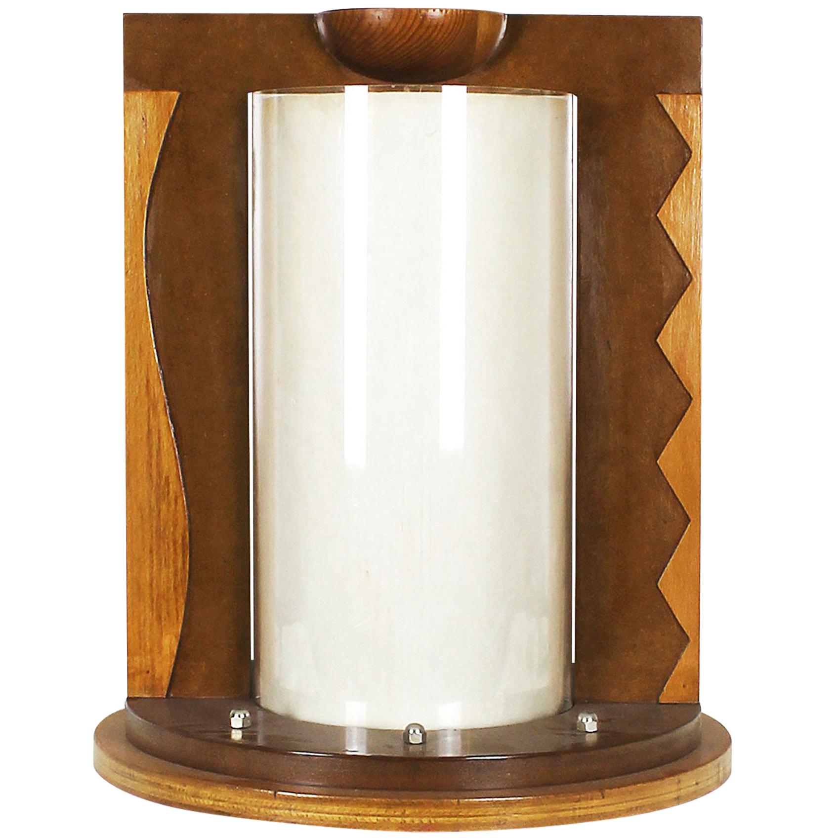 1980 Table Lamp, MDF, Beech and Pine Woods, Plexiglass and Parchment - Spain For Sale