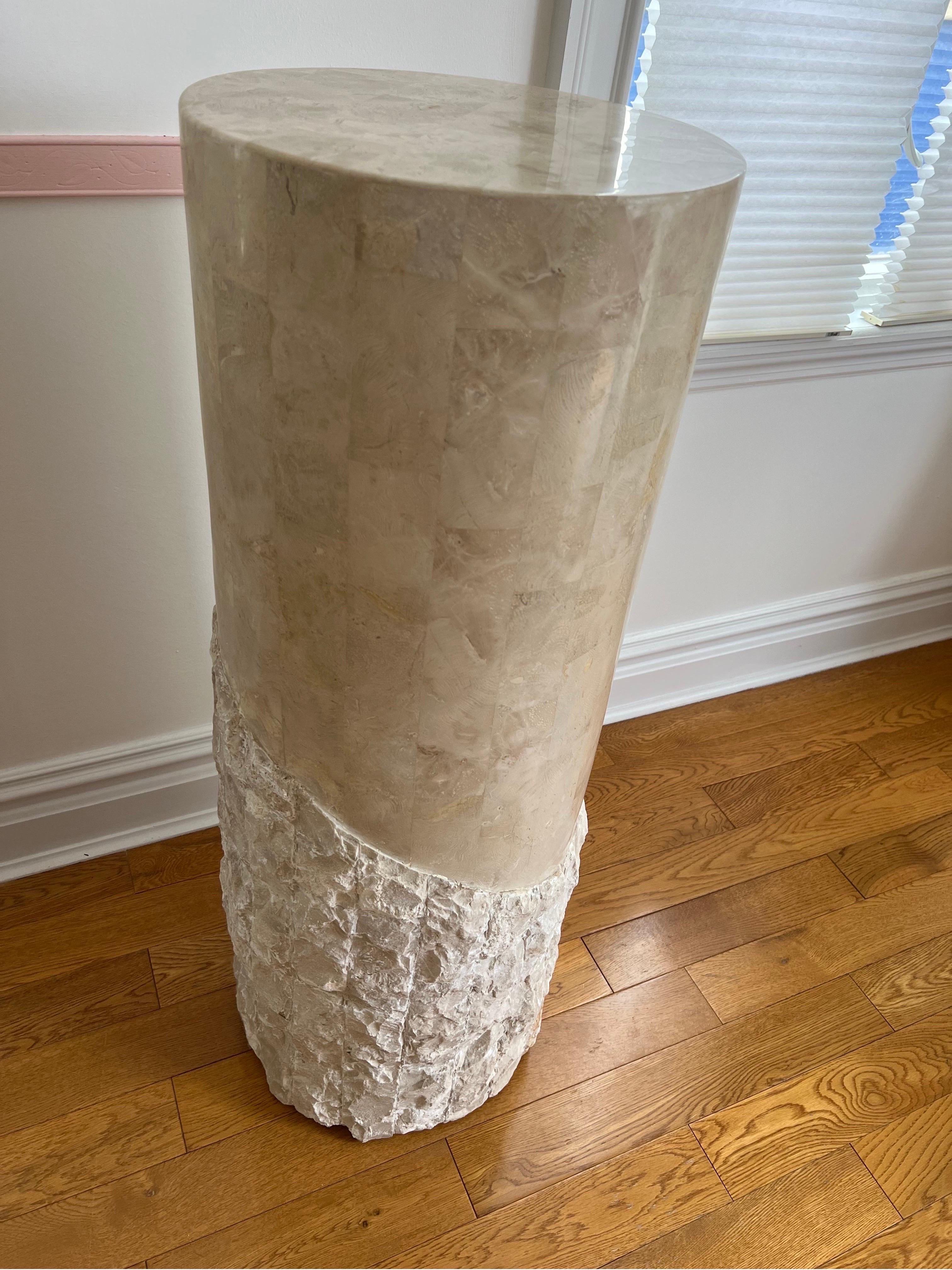 Postmodern Tessellated Stone Pedestal, style after Maitland Smith.

Perfect to place your art or any statue on top of this solid pedestal

