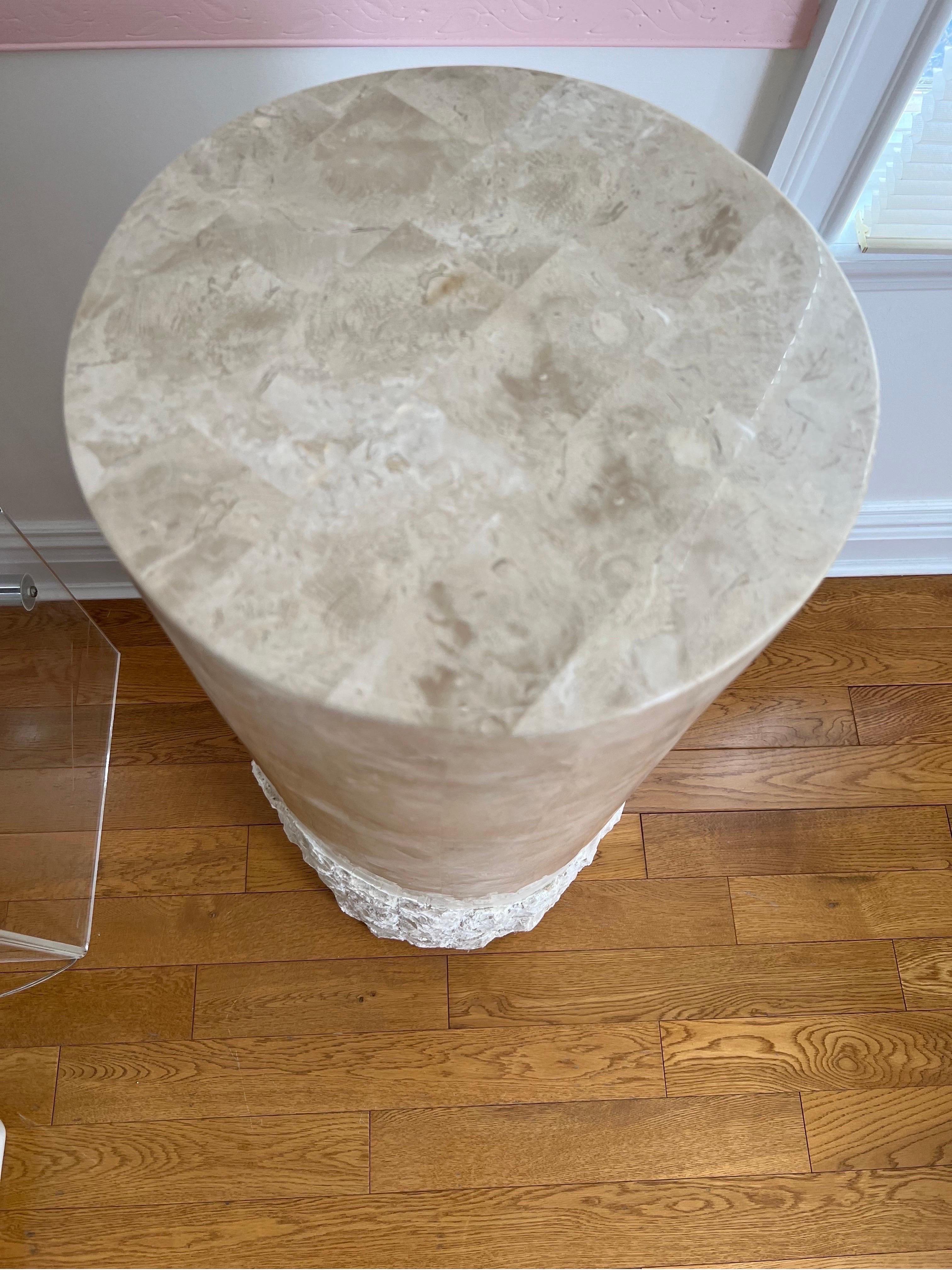 1980 Tessellated Stone Round Pedestal In Good Condition In Staten Island, NY