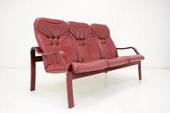 1980 Three-Seater Leather Sofa, Ton Czechoslovakia