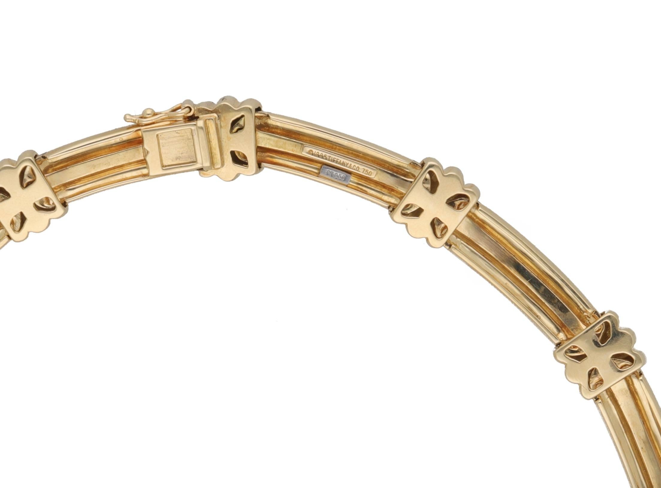 Women's or Men's 1980 Tiffany & Co 18 Carat Yellow Gold Diamonds Necklace For Sale