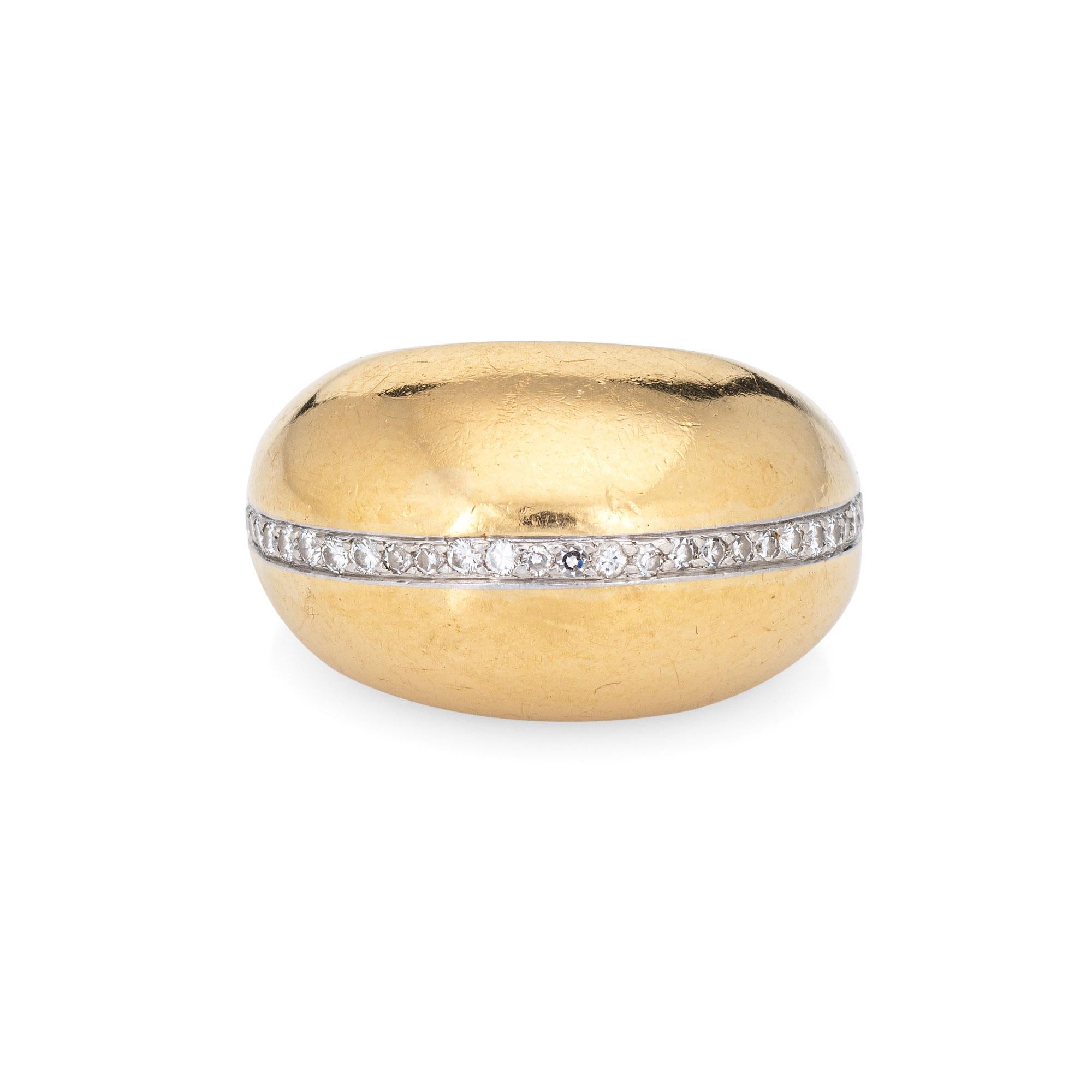 Rare vintage Tiffany & Co diamond dome ring designed by Paloma Picasso, crafted in 18 karat yellow gold & platinum (circa 1980).  

33 round brilliant & single cut diamonds total an estimated 0.33 carats (estimated at G-H color and VS2-SI1
