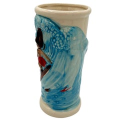 Tasse Tiki en céramique bleue « Surfer Hula Girl Riding Wave » de Trader Dick's Casino, 1980