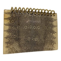 1980 Valentino Pochette in lucertola esotica con minuteria a spirale d'oro Made In Italy