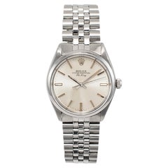 1980 Vintage Rolex Airking 34MM 5500 Silber Zifferblatt Jubiläums-Uhr aus Edelstahl, Vintage