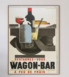 Affiche vintage originale du Wagon-Bar de 1980